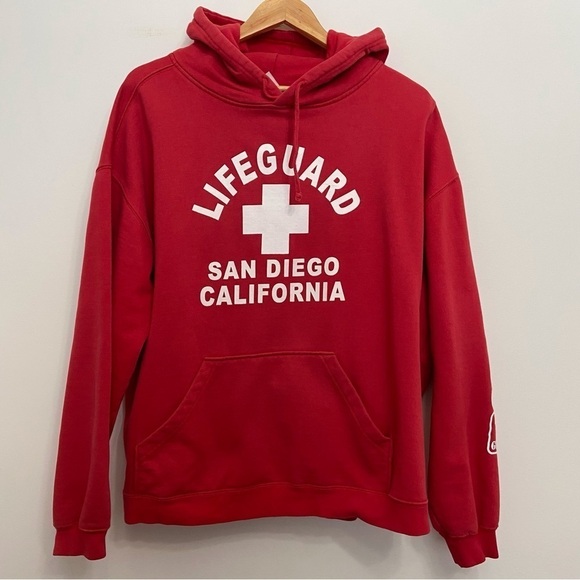 2/40$ LIFEGARD D.B.Wear hoodie red Lifegard sweater cotton oversized shirt SMALL - Picture 1 of 11